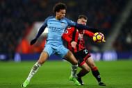BOURNEMOUTH, ENGLAND - FEBRUARY 13:  Leroy Sane of Manchester City battles for the ball with Ryan Fraser of Bournemouth during the Premier League match between AFC Bournemouth and Manchester City at Vitality Stadium on February 13, 2017 in Bournemouth, England.  (Photo by Michael Steele/Getty Images)